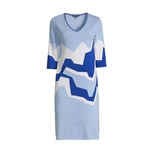 MISOOK Landscape Knit Midi Dress Blue White Sz XL NWT